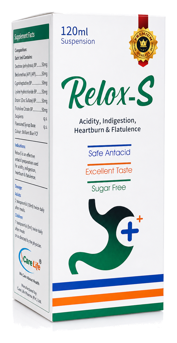Relox-S antacid and anti-flatulent suspension 120 ml carton